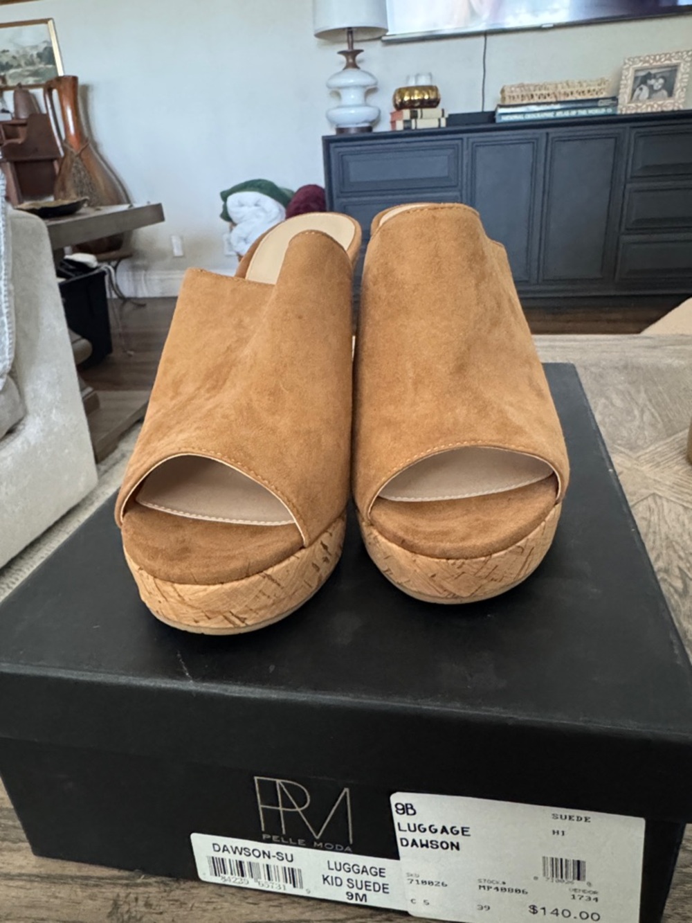 Pelle Moda Luggage Suede Platform Mule